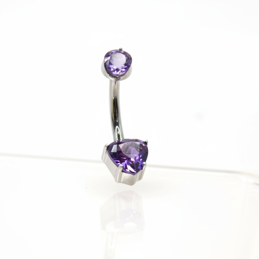 Piercing de ombligo opalo corazón morado - Titanio