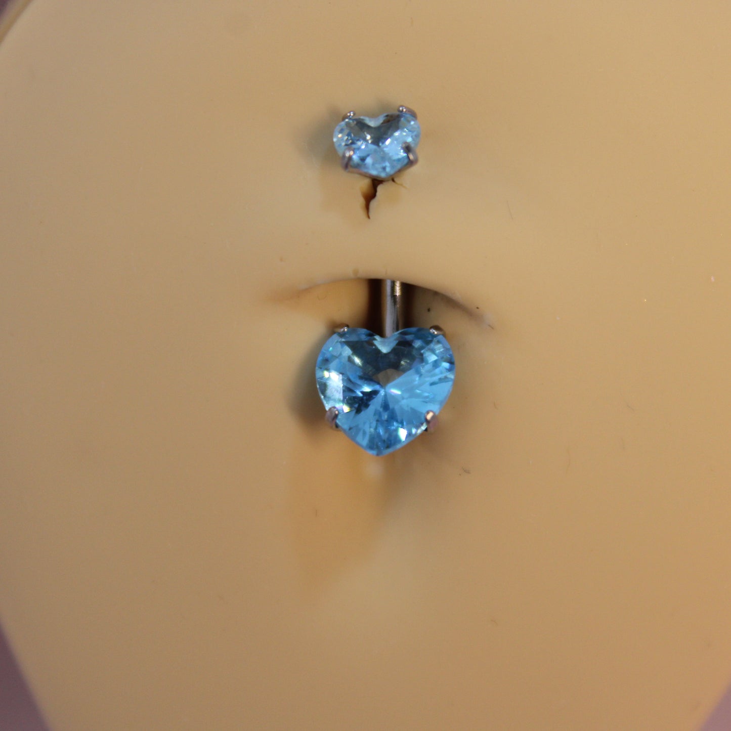 Piercing Ombligo Zirconias Corazones Azules - Acero Quirúrgico