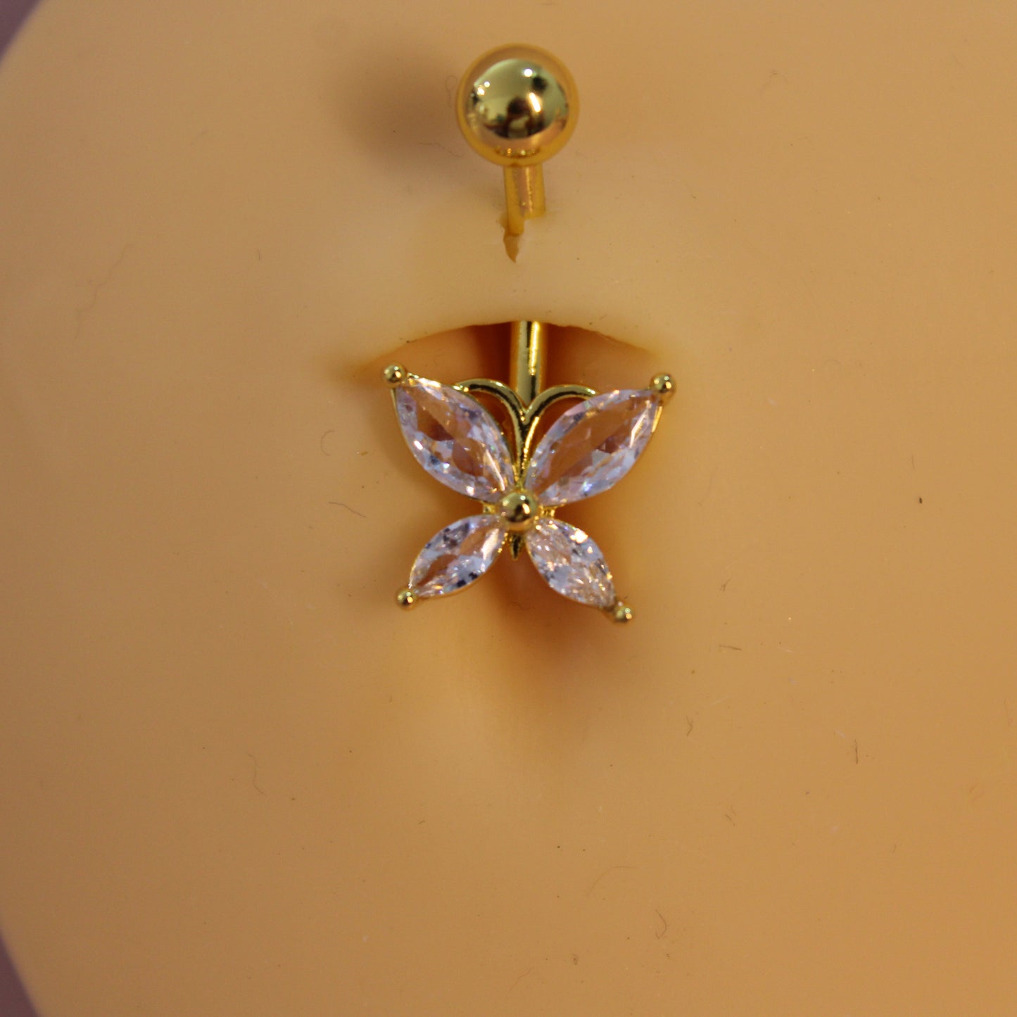 Piercing Ombligo Mariposa Dorado- Acero Quirúrgico