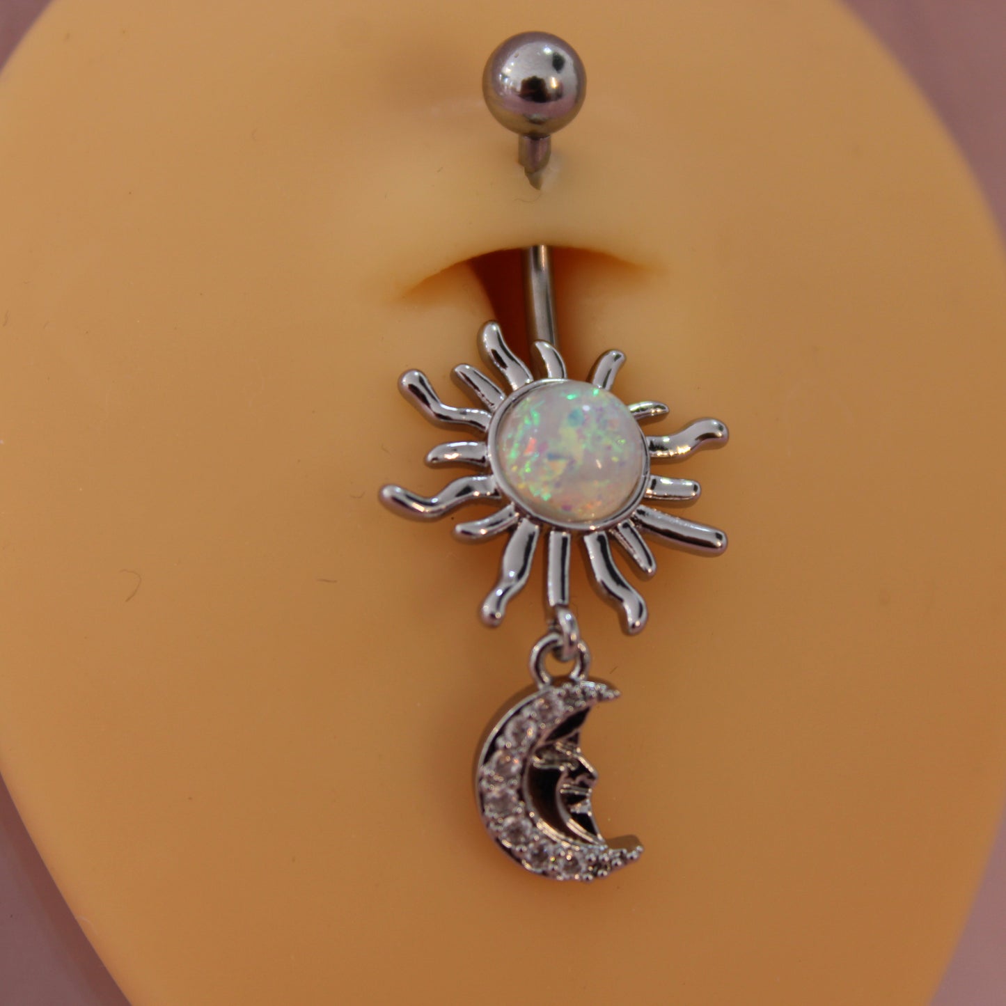 Piercing Luna y Sol Plata - Acero Quirúrgico