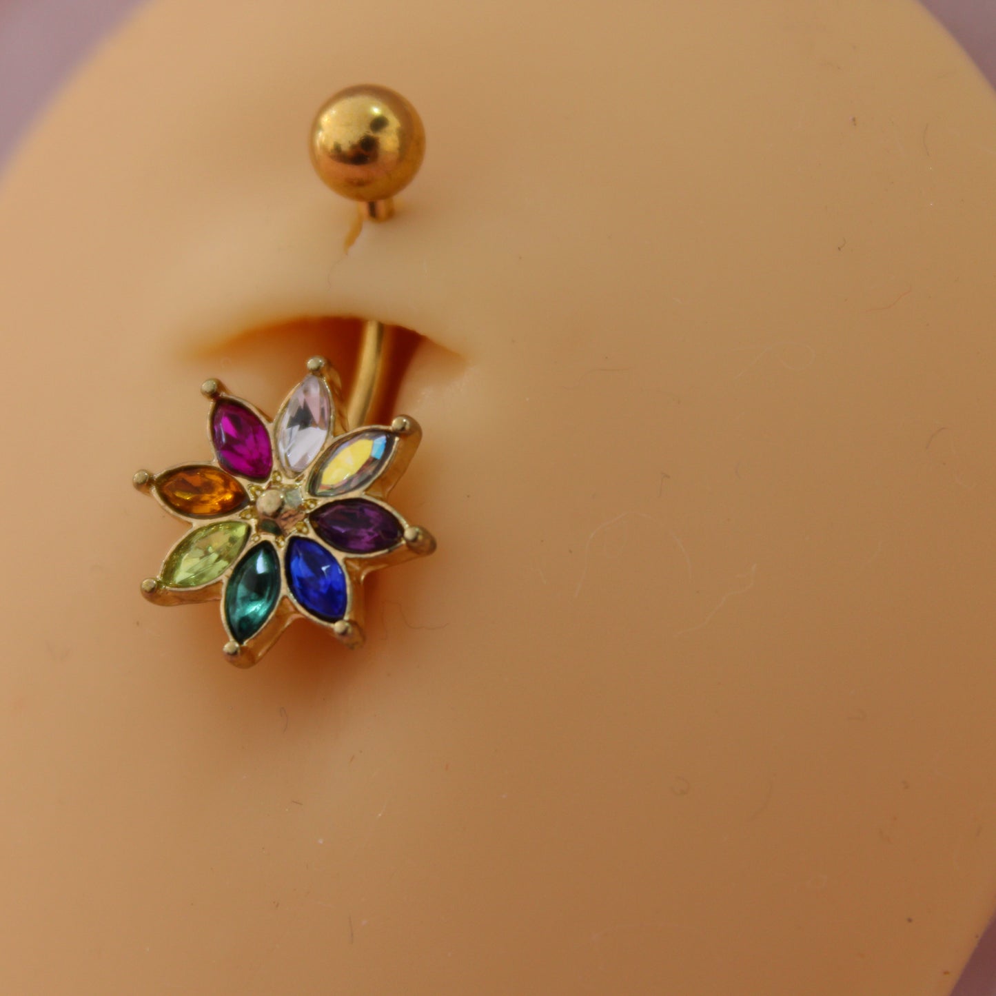 Piercing Ombligo Flor Multicolor- Acero Quirúrgico