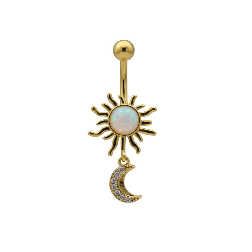 Piercing Luna y Sol Dorada - Acero Quirúrgico