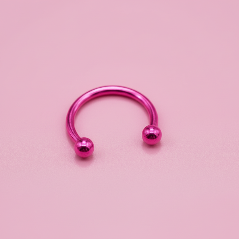 Piercing herradura rosa fucsia - Titanio