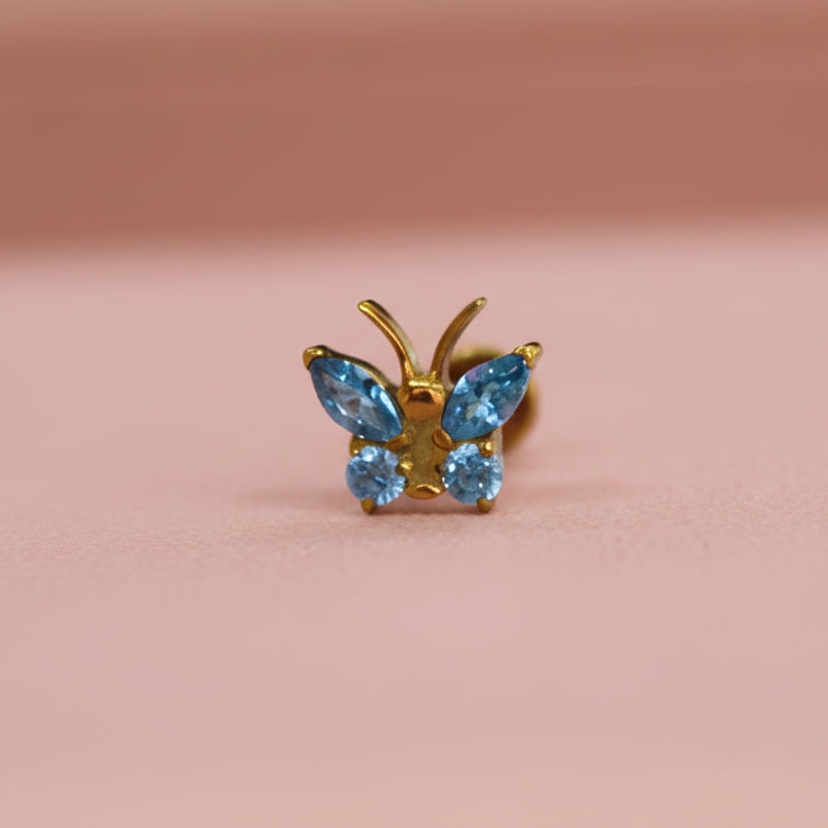 Piercing Mariposa Aqua - Titanio (Labret)