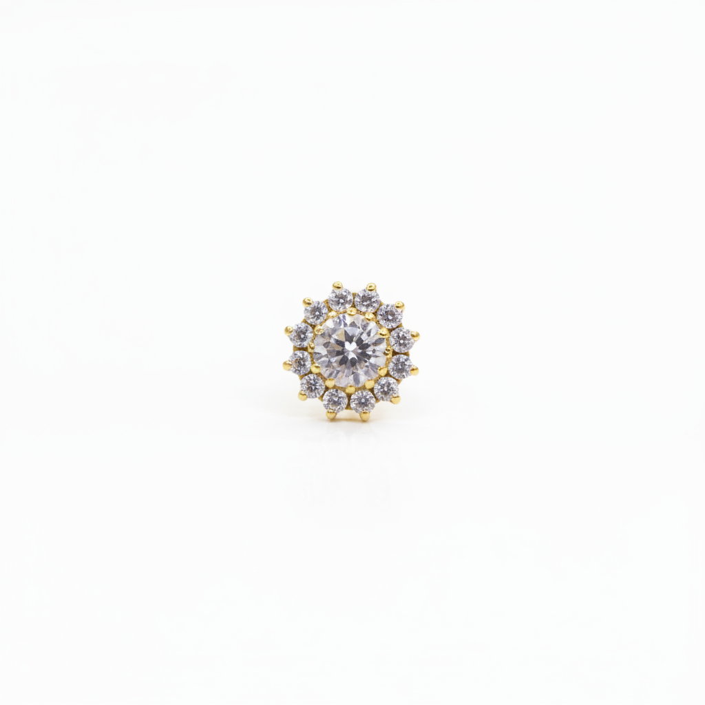 Piercing Girasol de zirconias Blanco - Titanio (Labret)