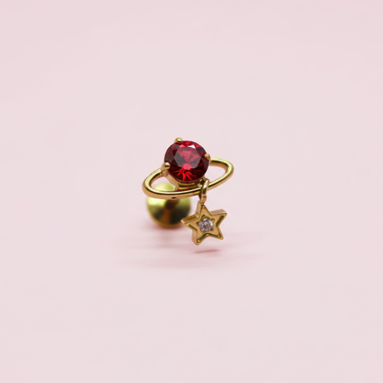 Piercing Planeta Rubí - Titanio (Labret)
