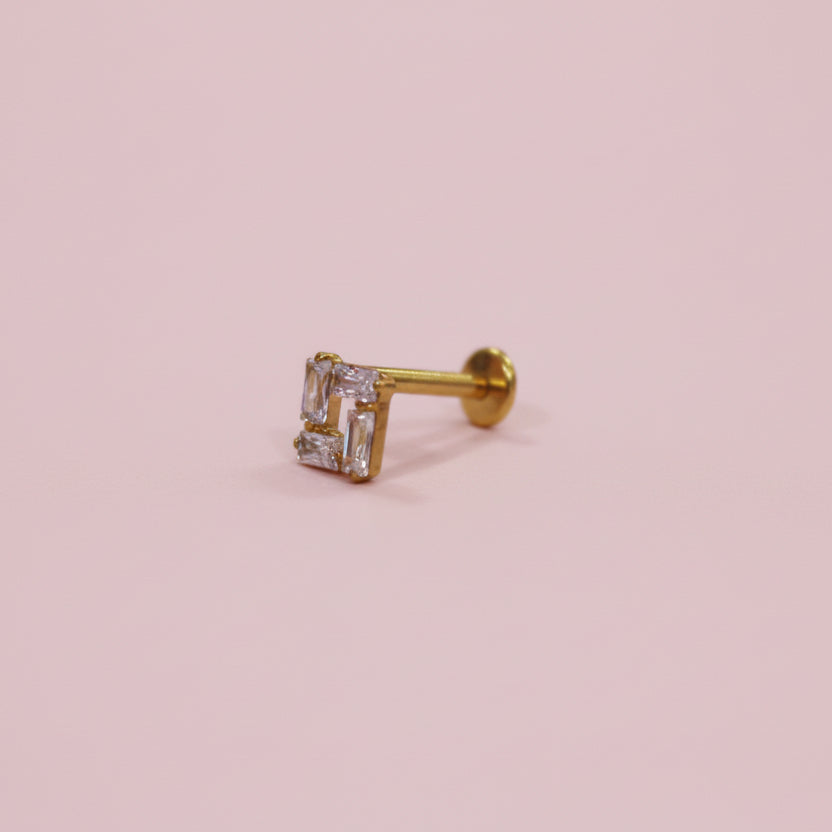 Piercing Cubo Zirconias - Titanio (Labret)