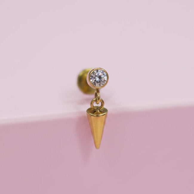 Piercing zirconia biselada con colgante - Titanio