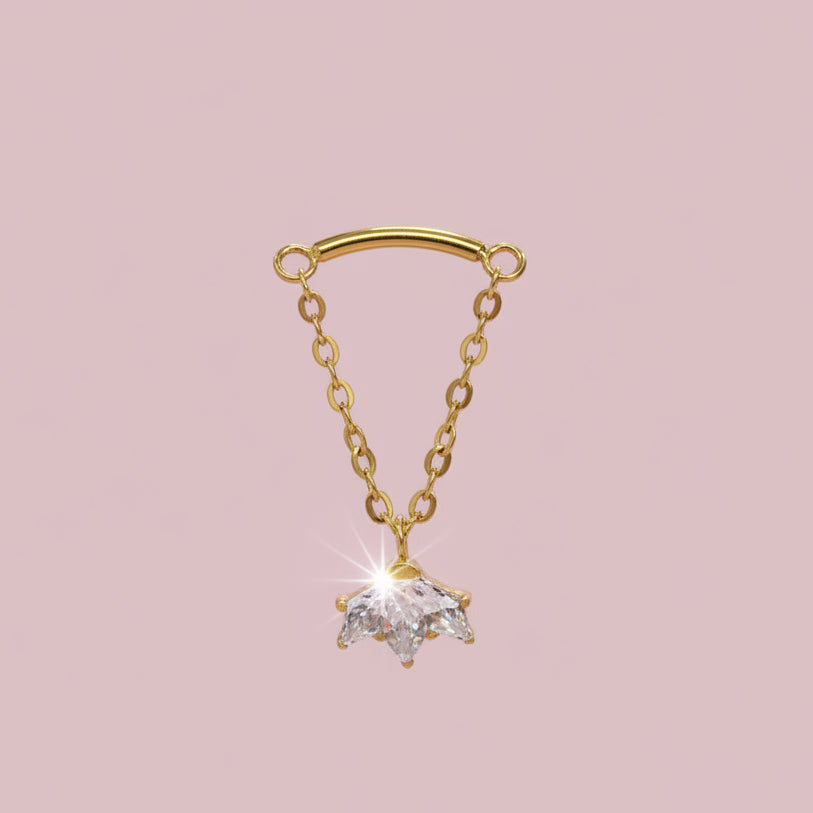 Piercing dorado para helix con marquise colgante- Titanio (Labret)