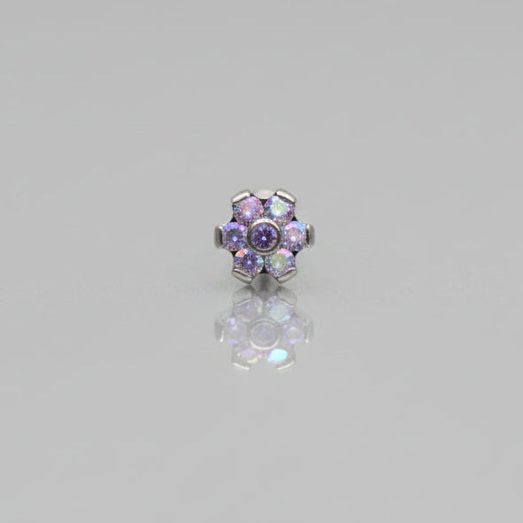 Piercing Flor 6 petalos tornasol- Titanio (Labret)