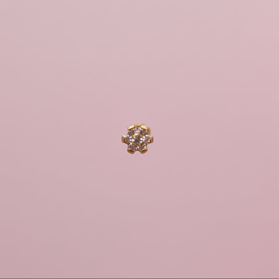 Piercing Flor 6 petalos tornasol- Titanio (Labret)