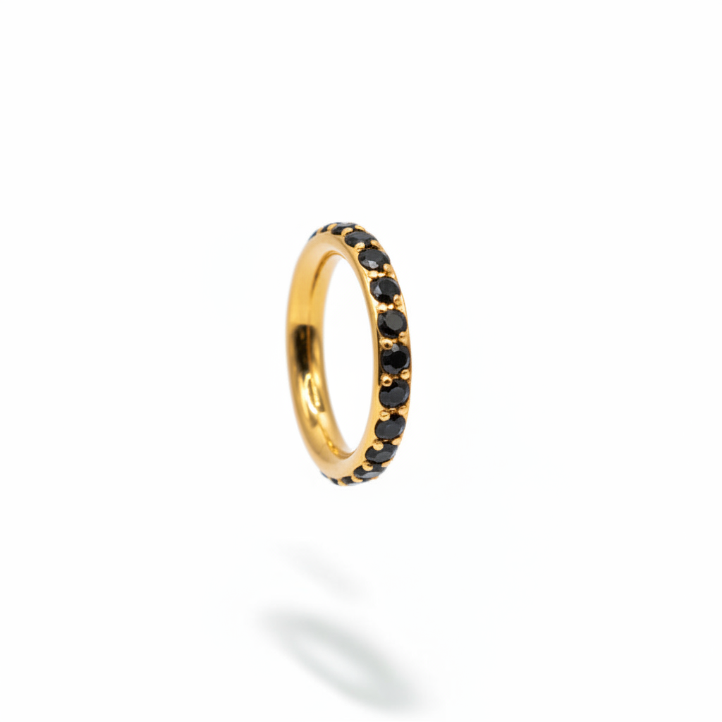 Piercing Aro mini zirconias negras - Titanio