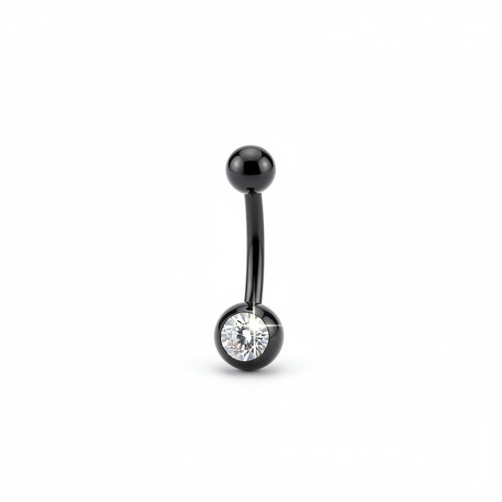 Piercing de ombligo recubrimieto PVD NEGRO - Titanio
