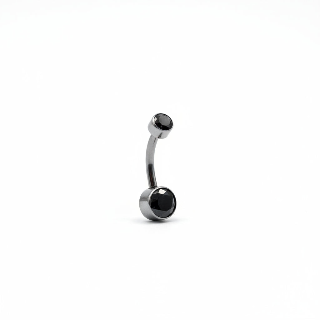 Piercing de ombligo Zirconias negras - Titanio