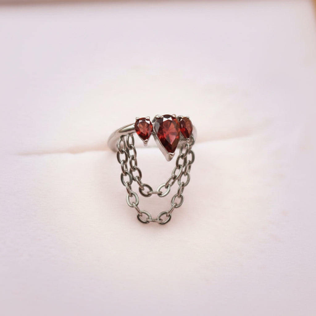 Piercing Aro Corona Rubí - Titanio (Clicker)