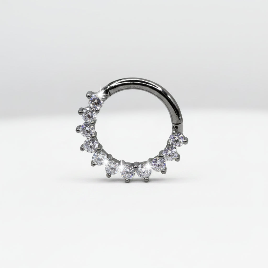 Piercing Aro clicker 11 mini zirconias blancas- Titanio