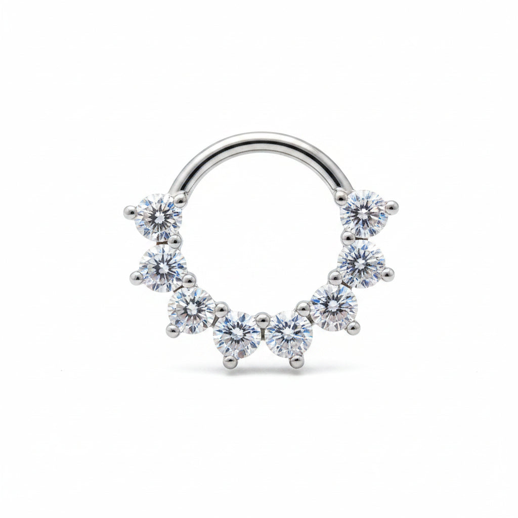 Piercing Aro clicker 8 zirconias blancas- Titanio