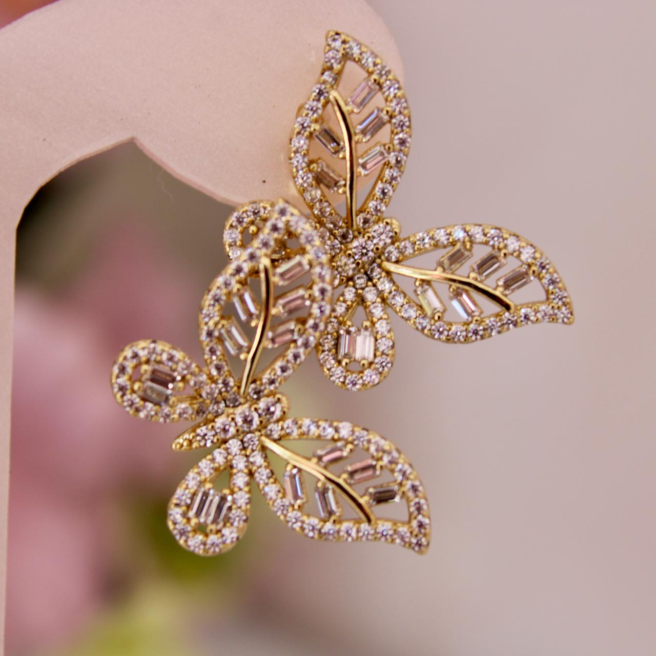 Aretes mariposa doble - Oro laminado 14k