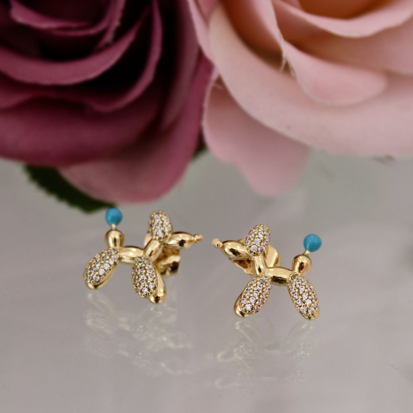 Aretes Perrito de globo - Oro laminado premium 14k
