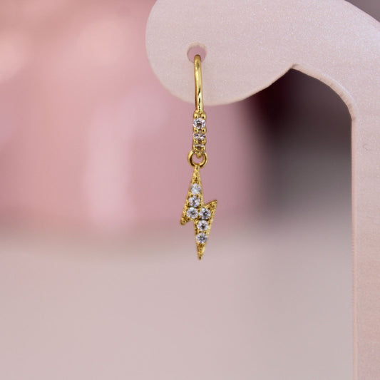 Huggies con colgante Rayo - Acero Quirúrgico