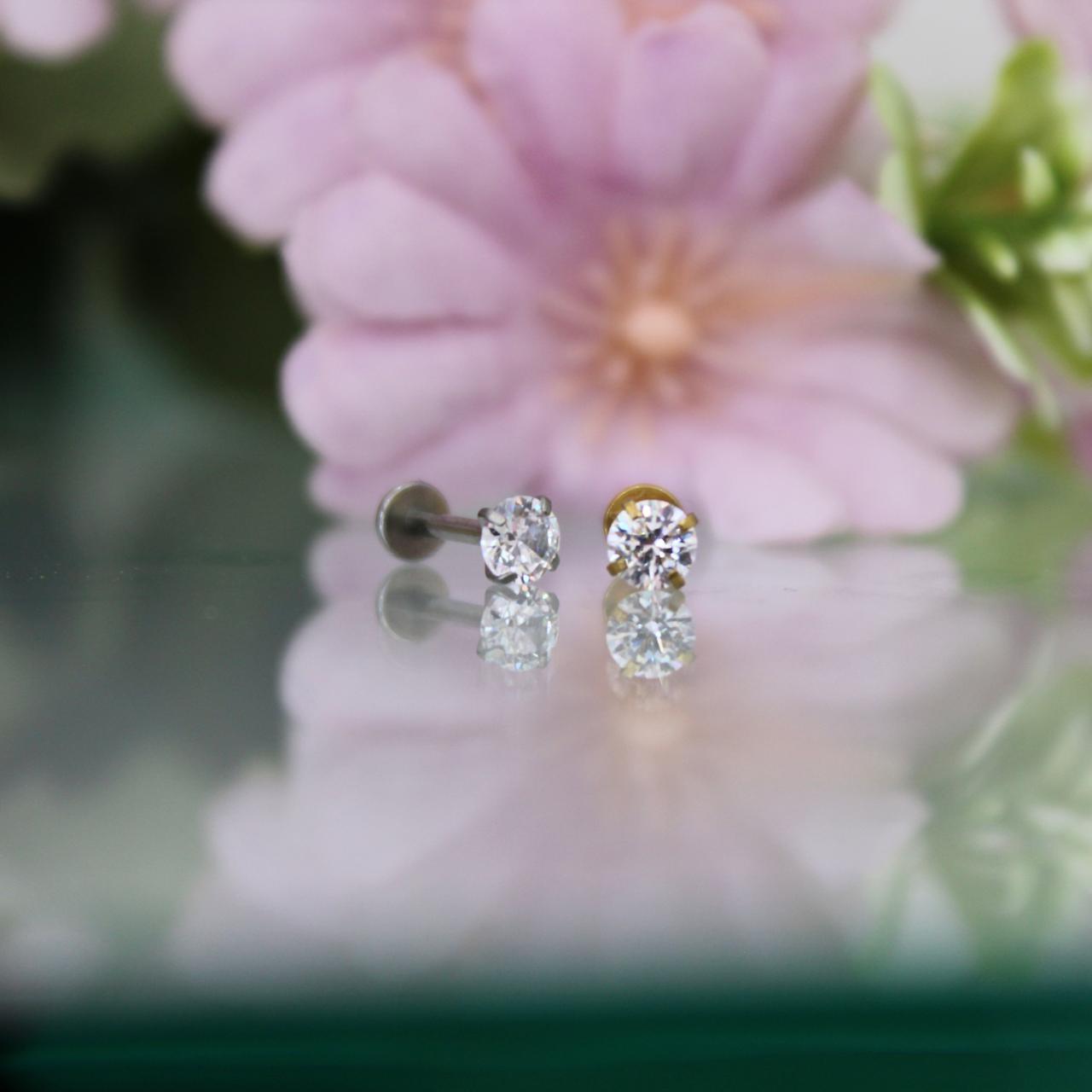 Labret zirconia 4mm- Acero quirúrgico