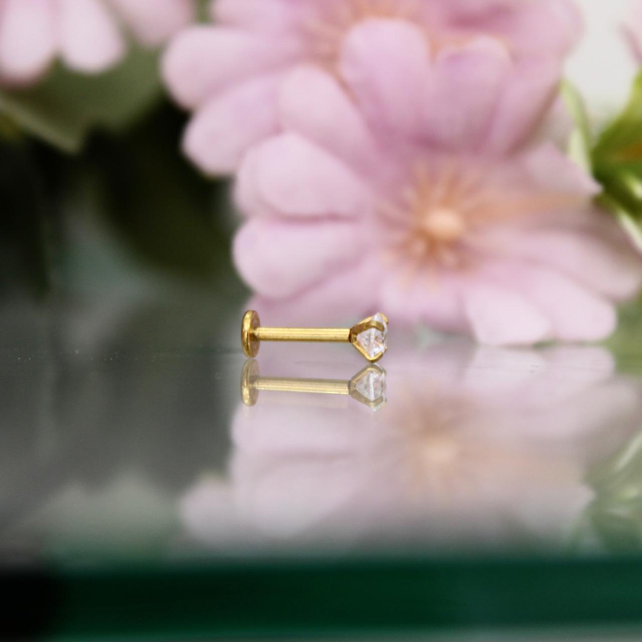 Labret zirconia 4mm- Acero quirúrgico