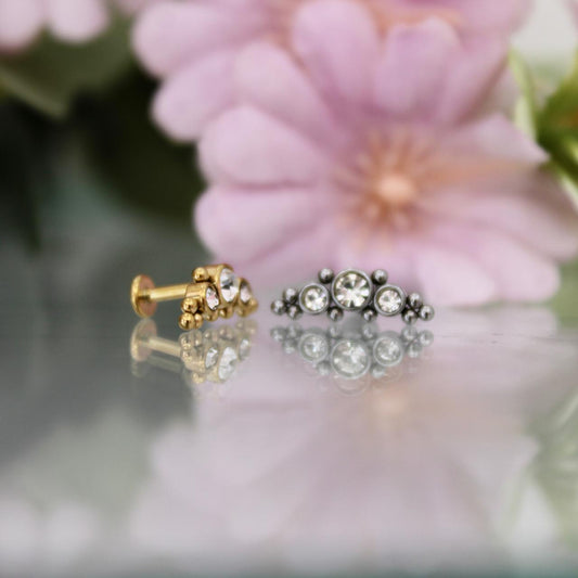 Labret 3 zirconias, 10 esferas- Acero quirúrgico