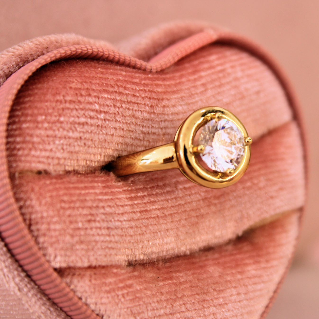 Anillo zirconia - Oro laminado 14k