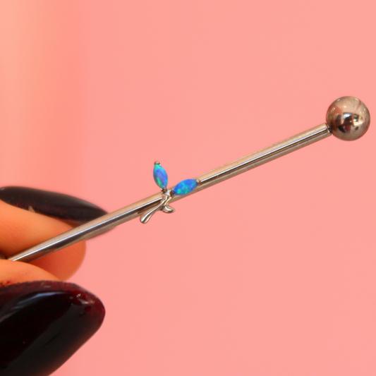 Barbell Industrial hojitas azules - Titanio