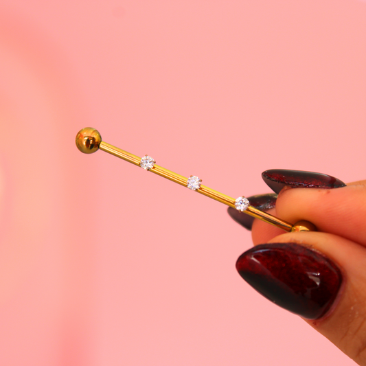 Barbell Industrial con tres zirconias intercambiables - Titanio