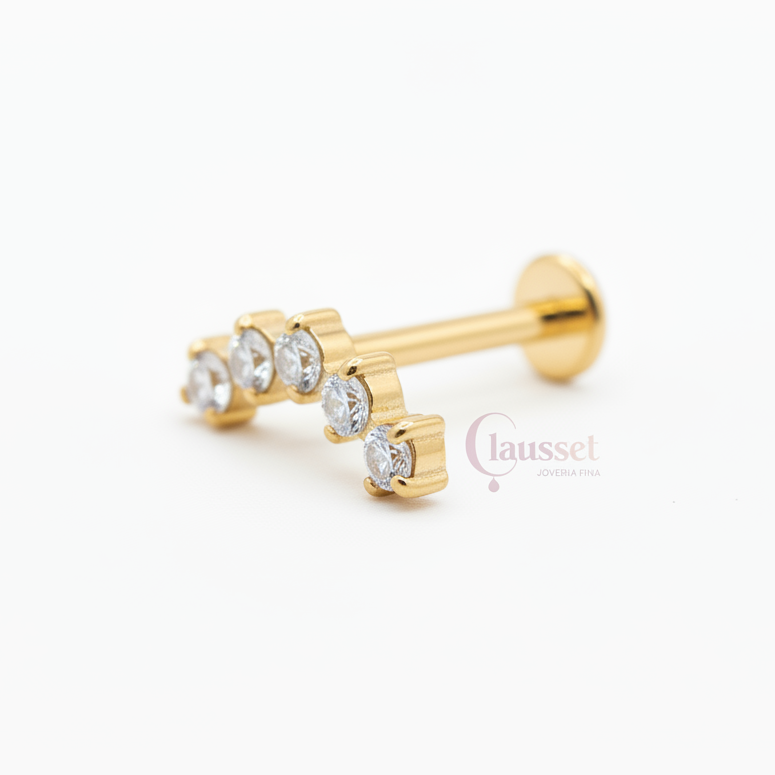 Labret Arco de zirconias blancas PVD GOLD - Titanio GI