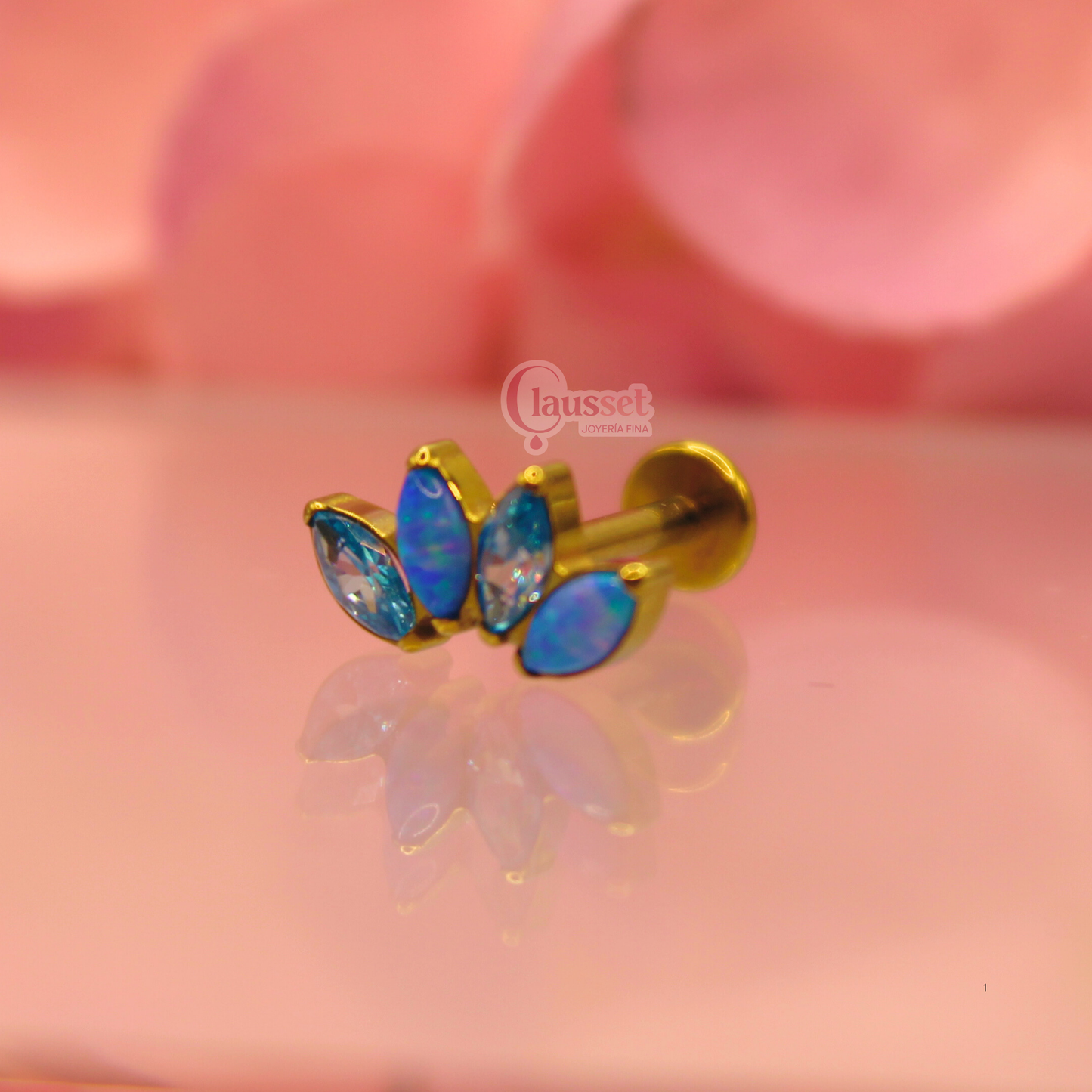 Labret loto especial opalo azul - Titanio