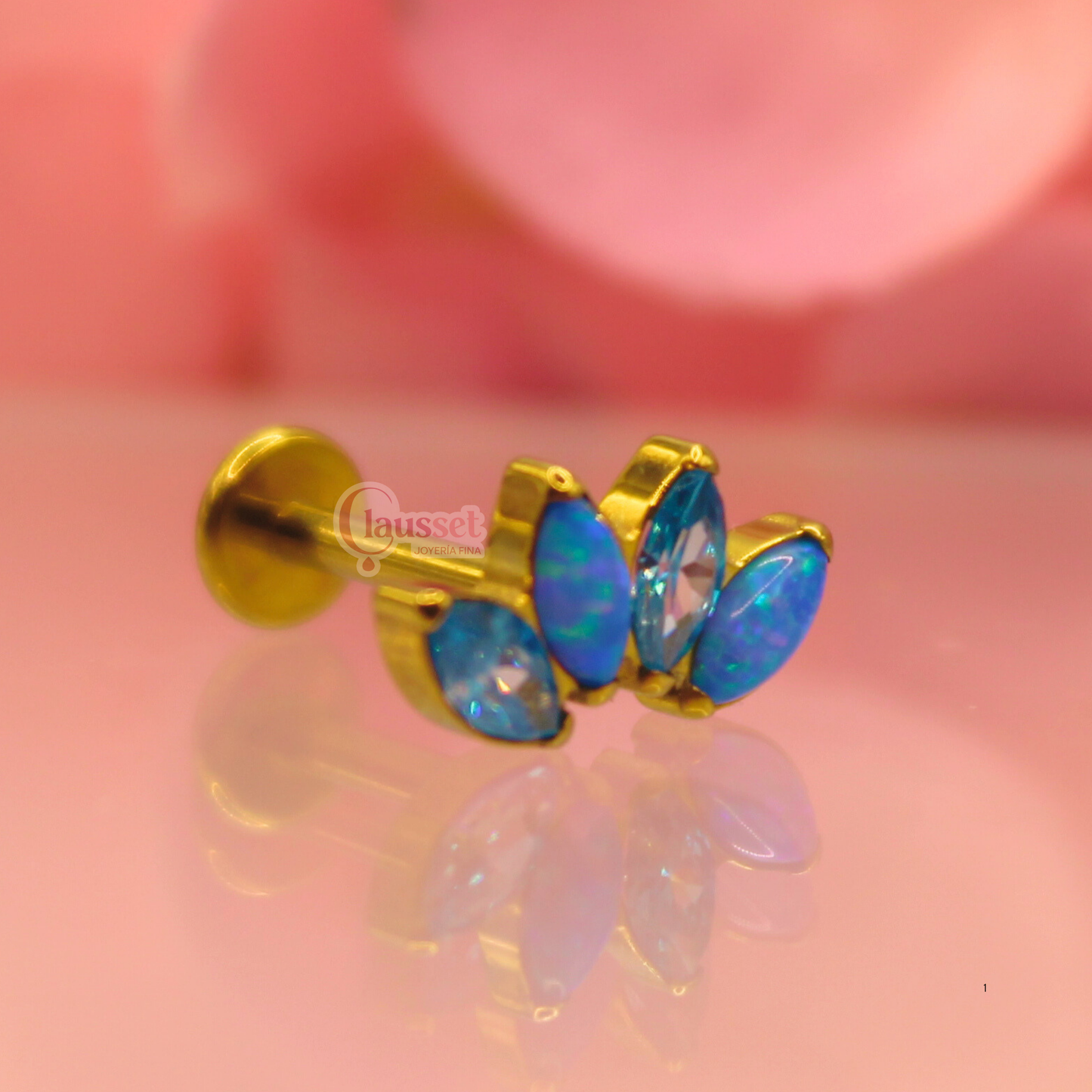 Labret loto especial opalo azul - Titanio