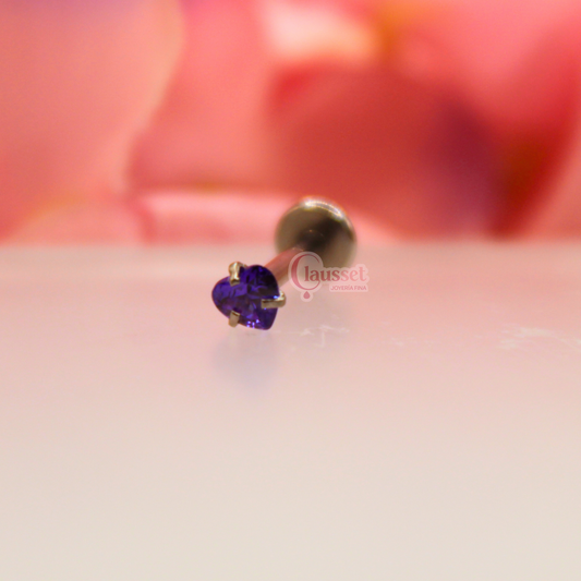 Labret corazón morado - acero quirúrgico