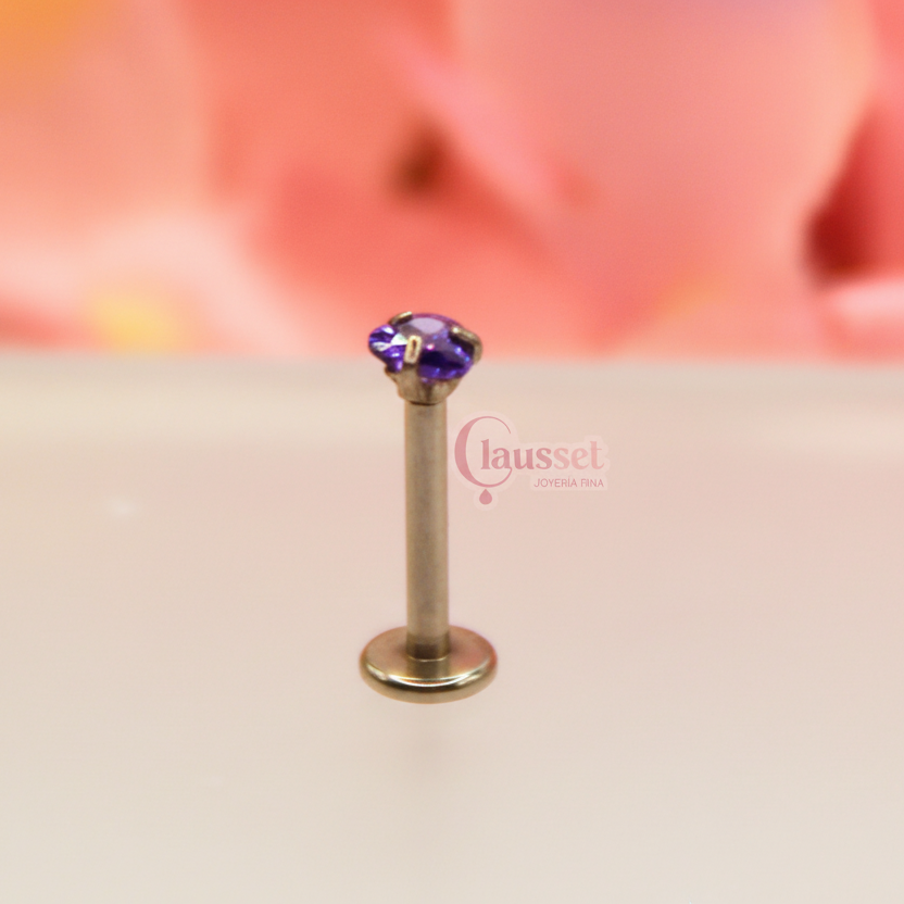 Labret corazón morado - acero quirúrgico