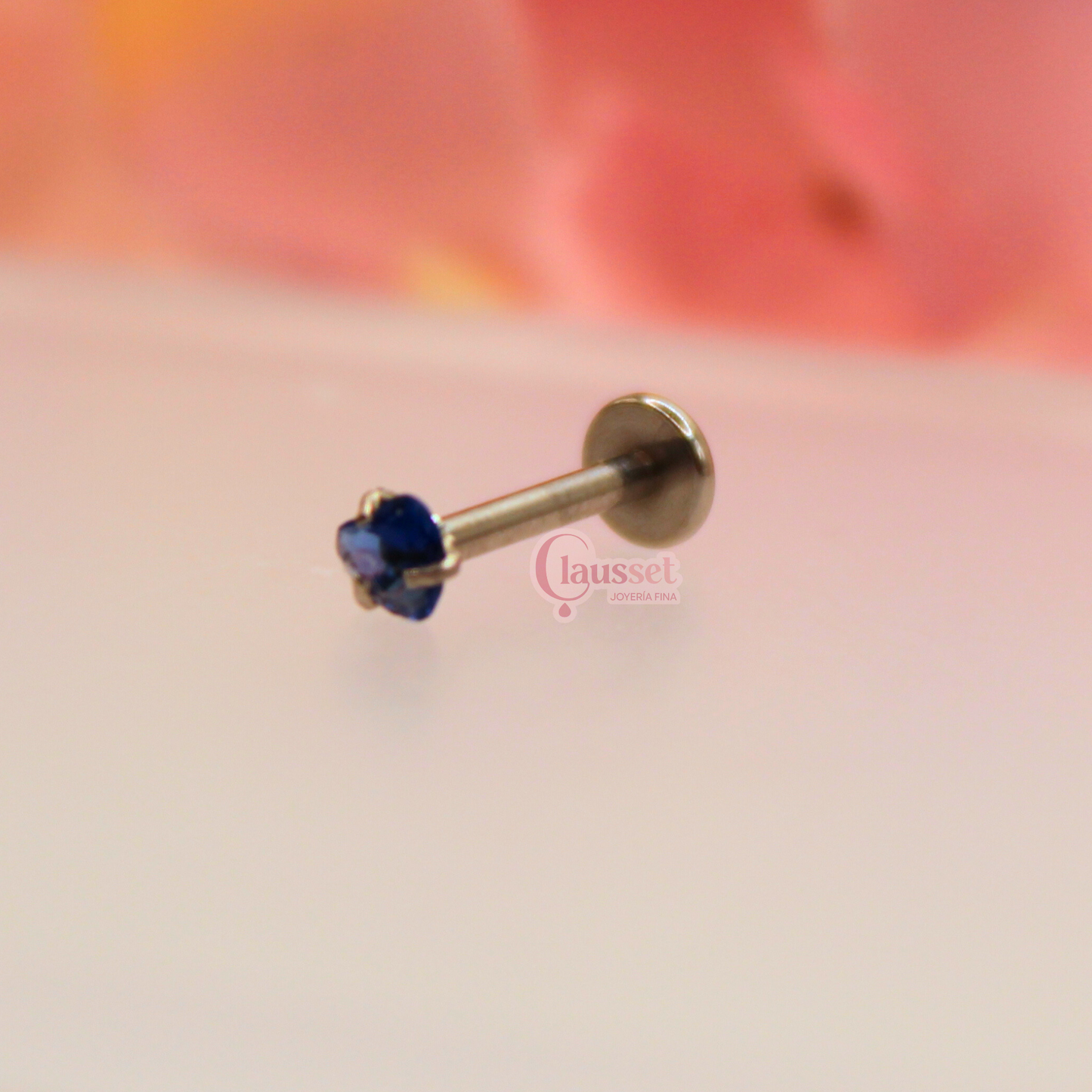 Labret corazón azul rey - acero quirúrgico