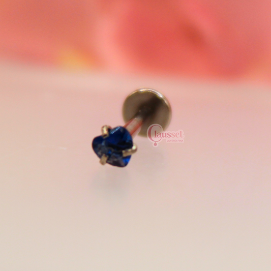 Labret corazón azul rey - acero quirúrgico