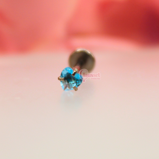 Labret corazón azul turquesa - acero quirúrgico