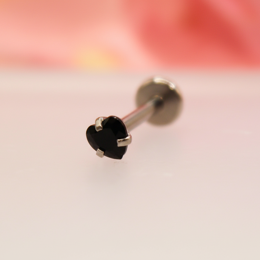 Labret corazón negro - acero quirúrgico