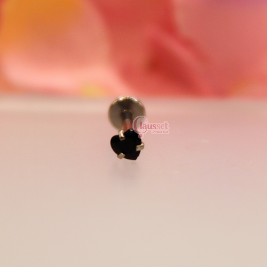 Labret corazón negro - acero quirúrgico