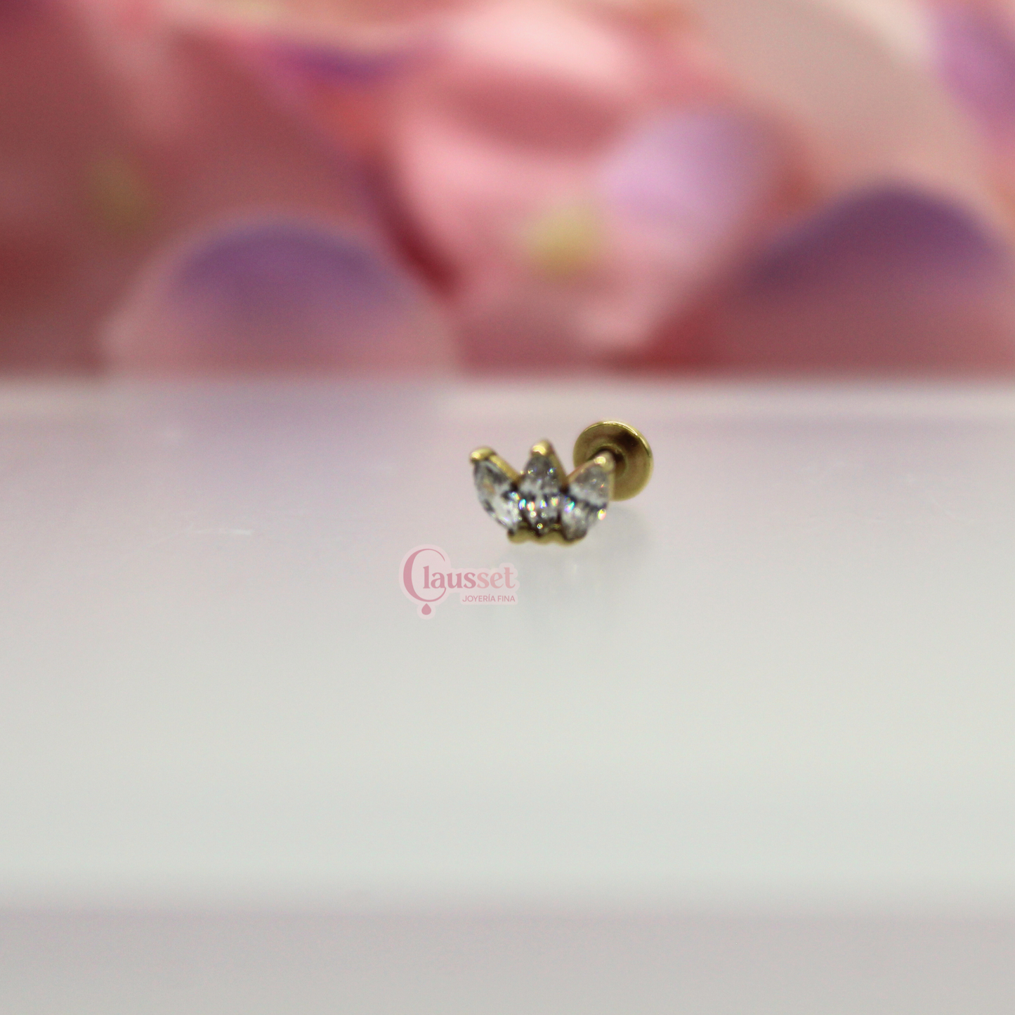Labret coronita - Oro solido 14k
