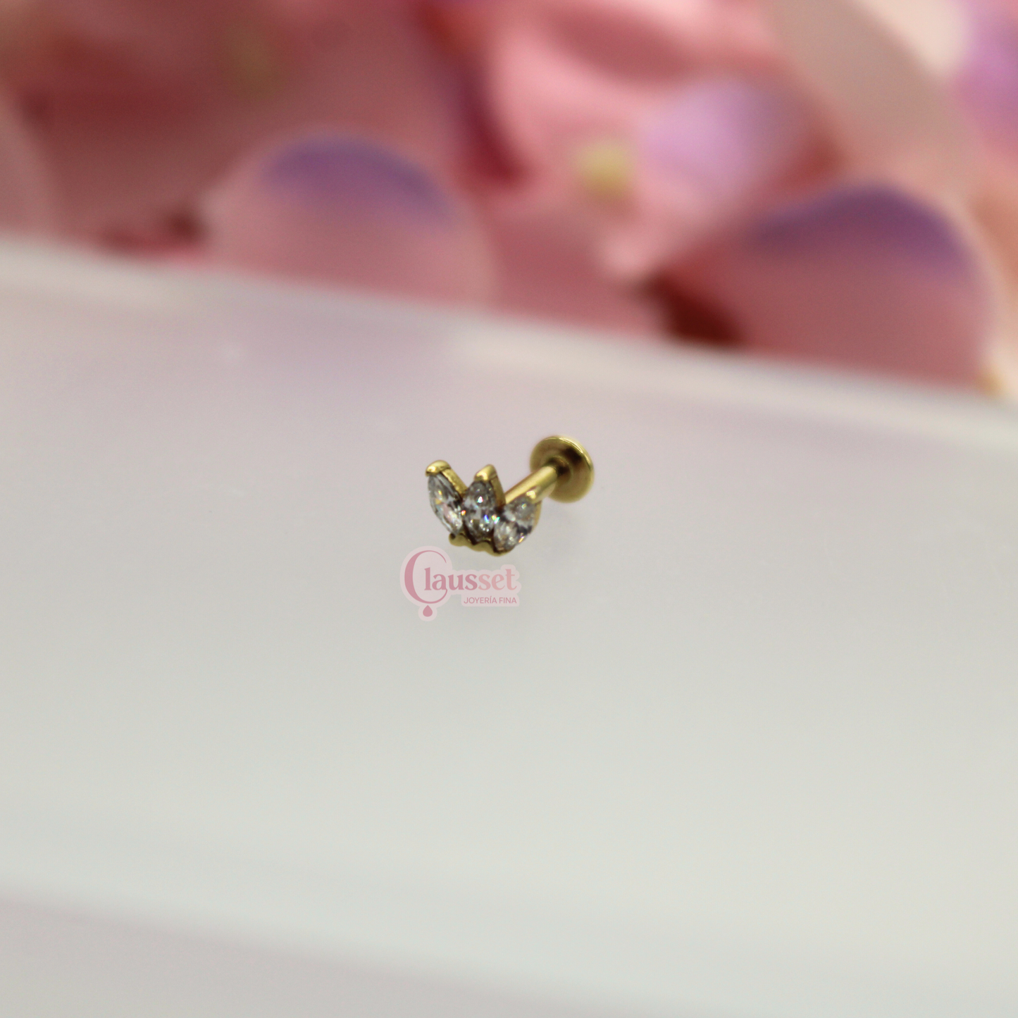 Labret coronita - Oro solido 14k