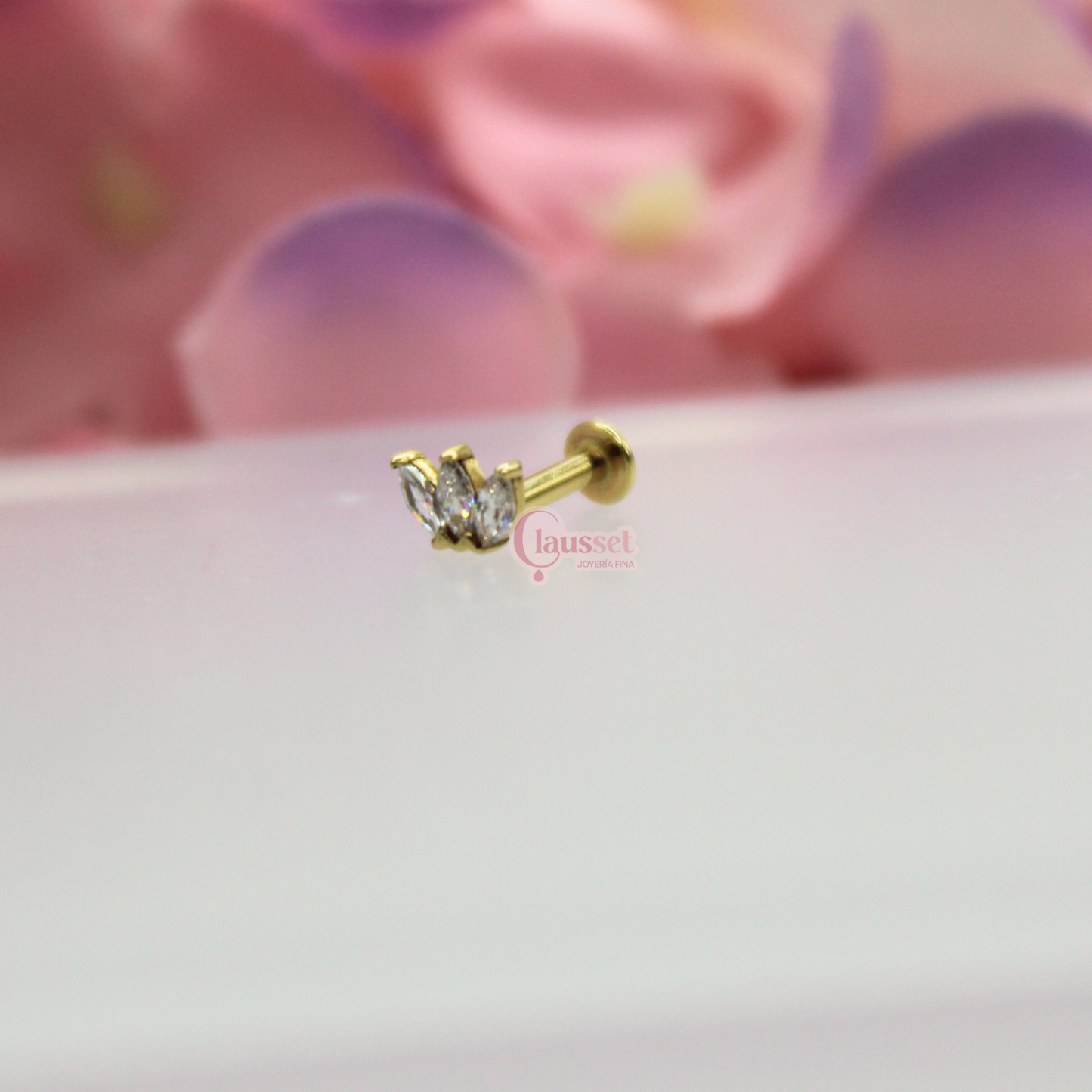 Labret coronita - Oro solido 14k