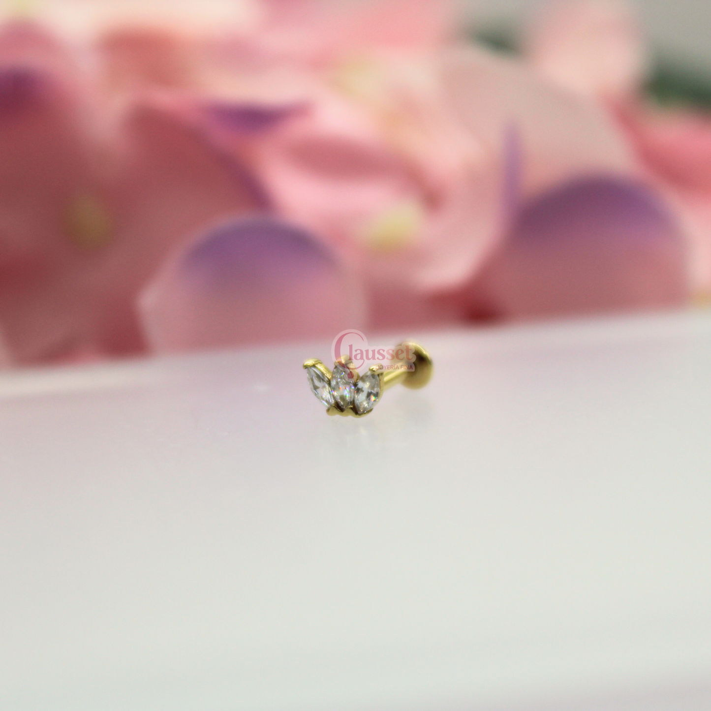 Labret coronita - Oro solido 14k
