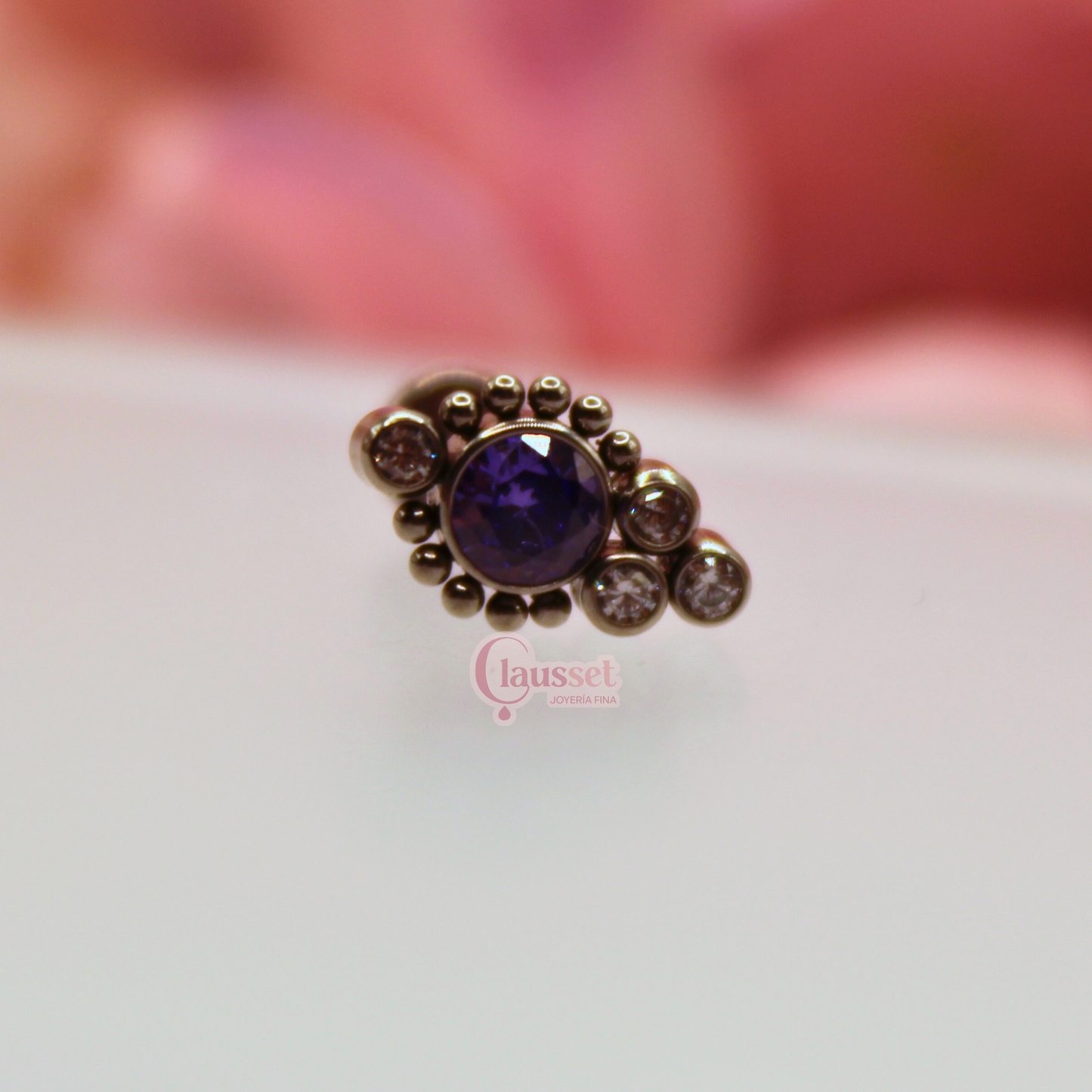 Labret zirconia princesa morada 4 pastillas