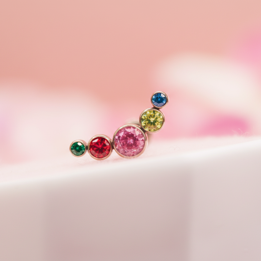 Piercing 5 pastillas Arcoiris - Titanio (Labret)