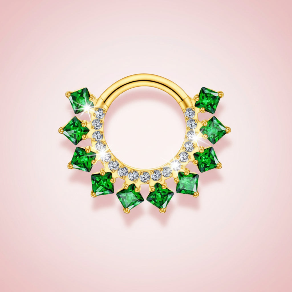 Piercing Aro clicker Sol Verde - Titanio