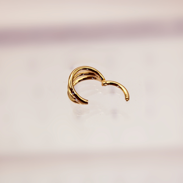 Aro Clicker Liso Triple- Oro solido 14k