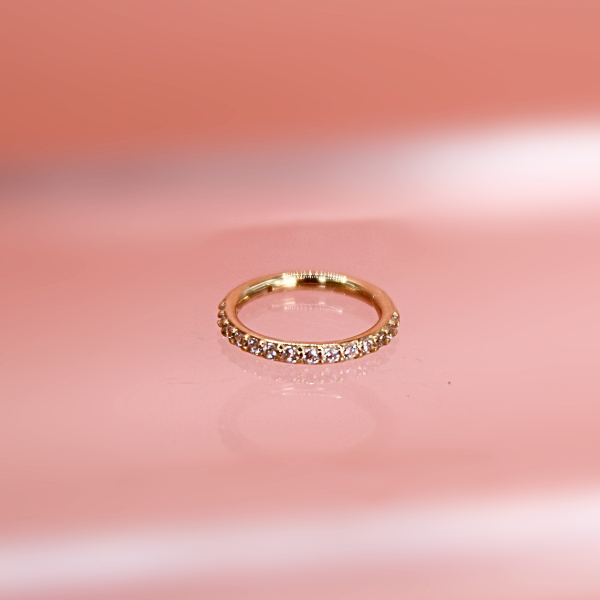 Aro Clicker con Zirconias- Oro solido 14k