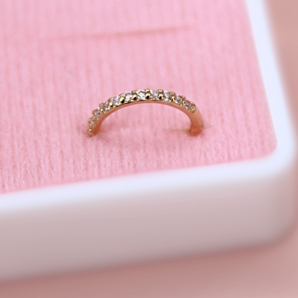 Aro Clicker con Zirconias- Oro solido 14k